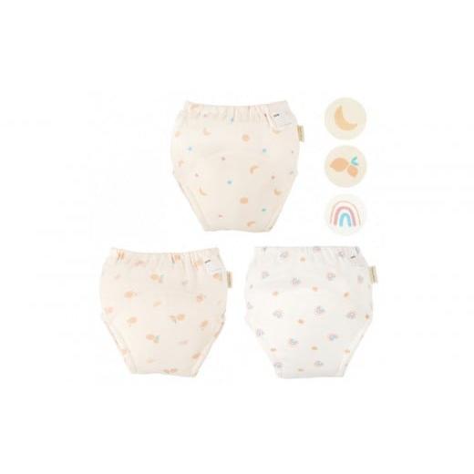 ふるさと納税 雑貨・日用品 神奈川県 川崎市 100サイズ 「おねむうパンツ」4重トレーニングパンツ3枚セット ・C(ムーンスター、レモン、虹) 100サイズ