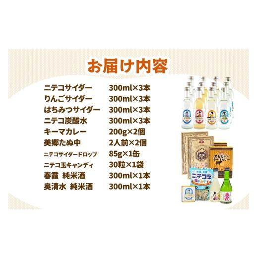 ふるさと納税 炭酸飲料 サイダー 秋田県 美郷町 炭酸飲料 ニテコサイダー4種12本と美郷の美味しいものセット 炭酸飲料 ご当地 サイダー 美郷たぬ中 キーマカレ…_4