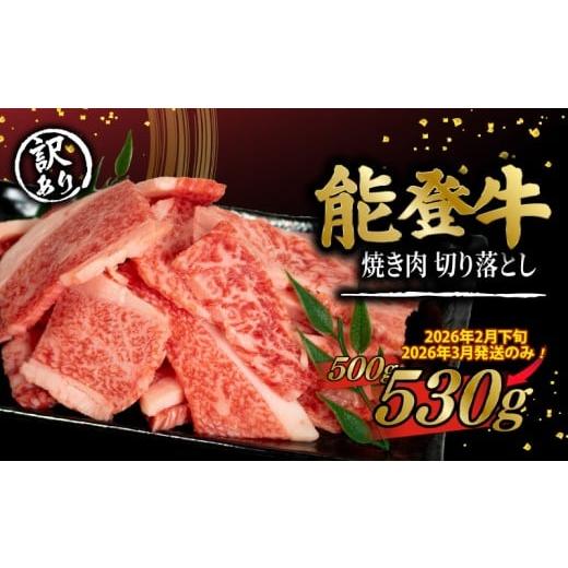 ふるさと納税 牛肉 焼肉・バーベキュー 石川県 羽咋市 3月発送 訳あり 能登牛 焼肉用 切り落とし 530g 黒毛和牛 切落し とろける 食感 和牛 冷凍 ブランド牛 …