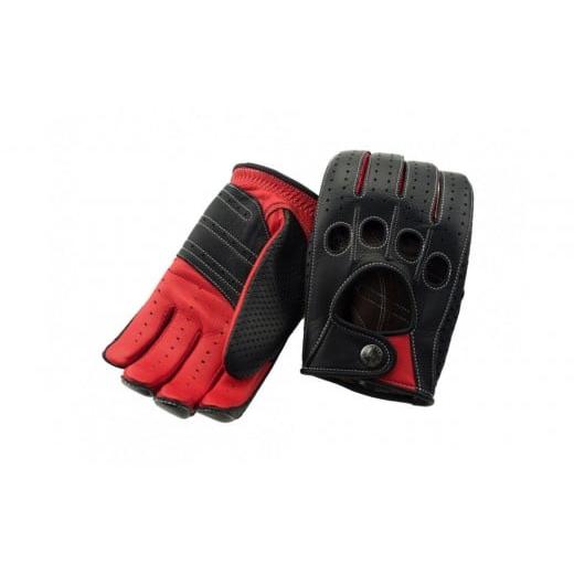 ふるさと納税 服 男 香川県 さぬき市 ブラック×レッド/L ドライビンググローブ 補強付 フルフィンガー カカザン CACAZAN 革手袋 レザーグローブ メンズ レ…