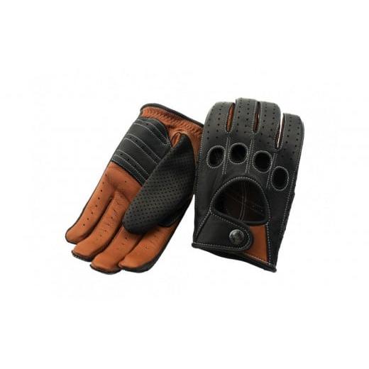 ふるさと納税 服 男 香川県 さぬき市 ブラック×キャラメル/L ドライビンググローブ 補強付 フルフィンガー カカザン CACAZAN 革手袋 レザーグローブ メンズ…