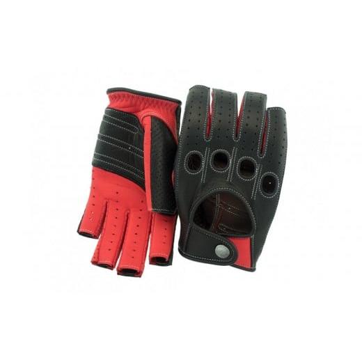 ふるさと納税 服 男 香川県 さぬき市 ブラック×レッド/L ドライビンググローブ 補強付 ロングフィンガー カカザン CACAZAN 革手袋 レザーグローブ メンズ …