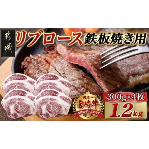 ふるさと納税 牛肉 宮崎県 都城市 宮崎牛リブロース鉄板焼き用 (300g×4枚)_AE-N403_(都城市) リブロース 鉄板焼き用 ステーキ 1.2kg 宮崎県産宮崎牛 真空 真…