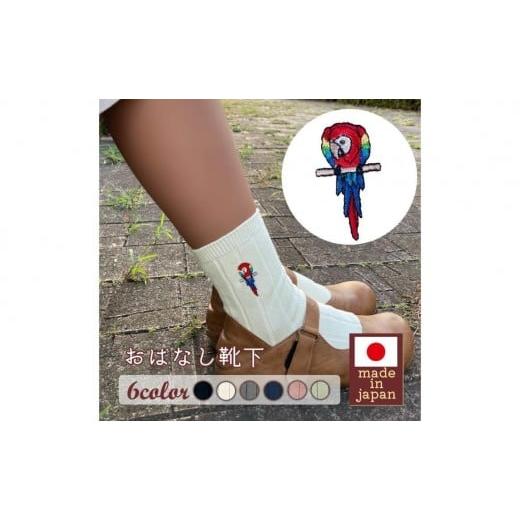 ふるさと納税 ファッション 兵庫県 三木市 おはなし靴下 ギフトボックス アカコンゴウインコ レディース グリーン グリーン