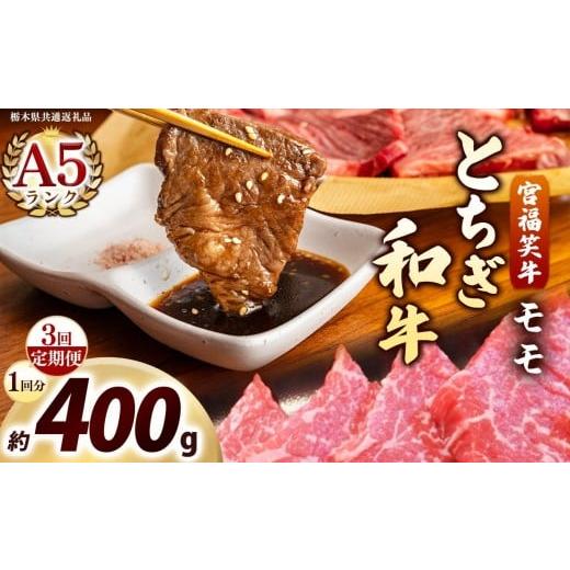 ふるさと納税 牛肉 すき焼き 栃木県 矢板市 定期便3回 宮福笑牛(とちぎ和牛) A5 モモ焼き肉 約400g|数量限定 黒毛 和牛 牛肉 国産牛 国産 ブランド牛 お肉 …