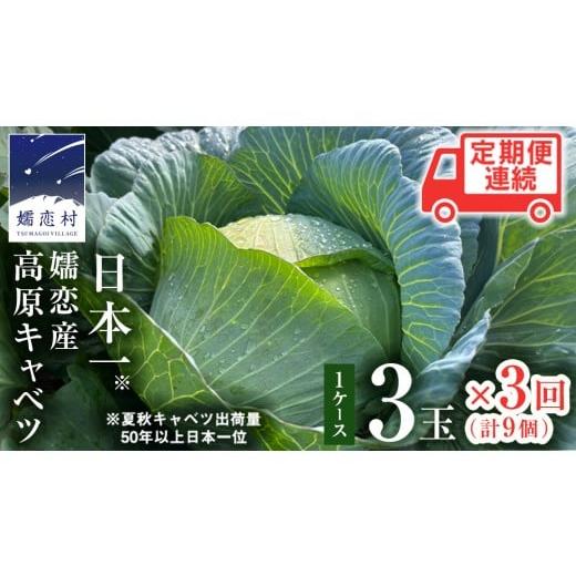 ふるさと納税 野菜類 群馬県 嬬恋村 7月中旬以降発送開始 定期便 嬬恋キャベツ 嬬恋産 高原キャベツ3玉1ケース 3ヶ月連続 定期便 3回 定期 旬の野菜 きゃべつ…