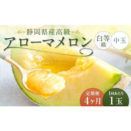 ふるさと納税 メロン メロン青肉 静岡県 菊川市 4ヶ月定期便 静岡県産高級 アローマメロン 白等級 約1.3kg以上×中玉1玉 (合計4玉) / 4回定期便 メロン 青…