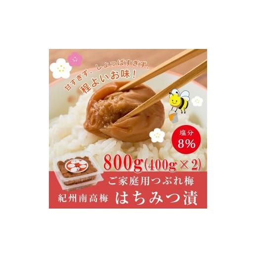 ふるさと納税 加工品等 梅干 和歌山県 那智勝浦町 紀州南高梅つぶれ梅(はちみつ漬)合計800g(400gx2) 塩分8%