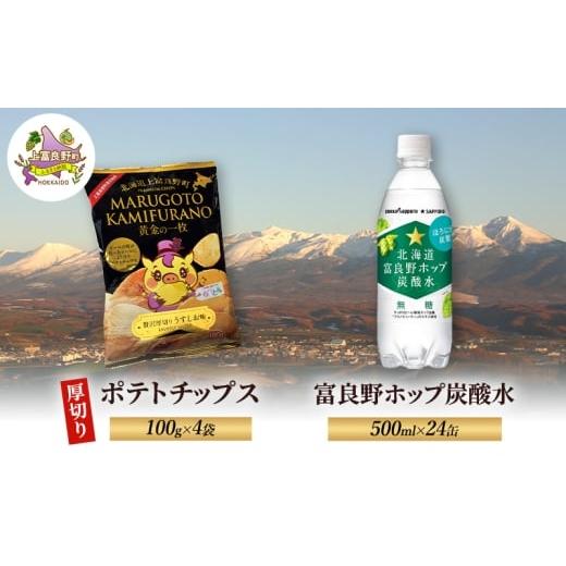 ふるさと納税 炭酸飲料 サイダー 北海道 上富良野町 北海道 上富良野 ポテトチップス 100g 4袋 富良野 ホップ炭酸水 500ml × 24本 セット 贅沢 厚切り うすし…