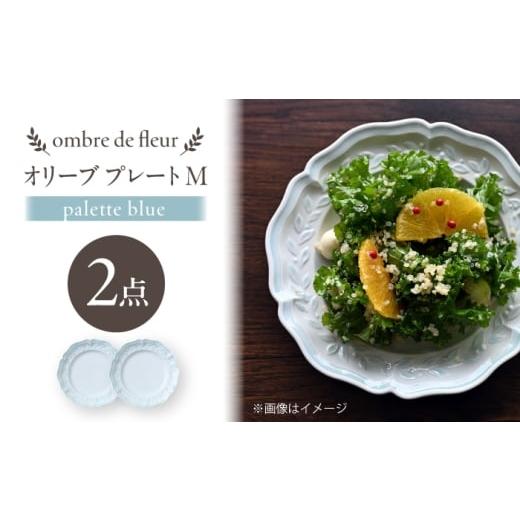 ふるさと納税 食器・グラス セット 長崎県 波佐見町 波佐見焼 ombre de fleur オリーブM palette blue 2枚セット 翔芳窯