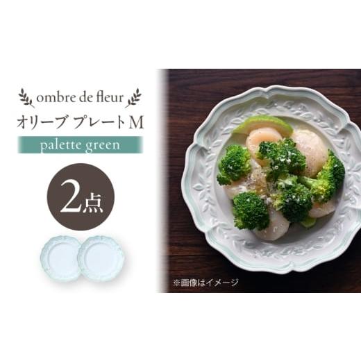 ふるさと納税 食器・グラス セット 長崎県 波佐見町 波佐見焼 ombre de fleur オリーブM palette green 2枚セット 翔芳窯