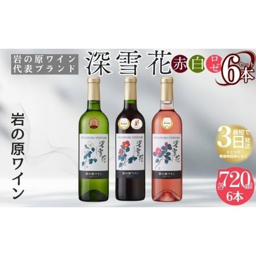 ふるさと納税 ワイン 白ワイン 新潟県 上越市 ワイン 岩の原ワイン代表ブランド 深雪花 赤 白 ロゼ 6本 セット (赤×2本、白×2本、ロゼ×2本 各720ml) お酒…