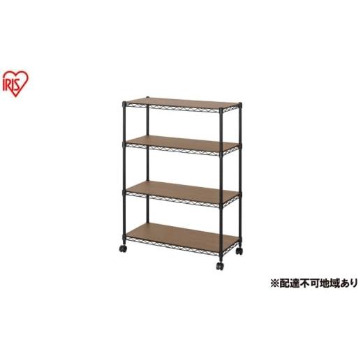 ふるさと納税 雑貨・日用品 インテリア 宮城県 大河原町 カラーメタルラック ウッドボード付き CMM-75104B ブラック ラック 棚 おしゃれ キャスター キャスタ…