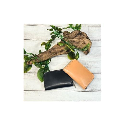 ふるさと納税 財布 神奈川県 寒川町 ヌメ革 フルラウンドファスナーコインケース(ヌメ・クロ) 牛革 ヌメ革 ハンドメイド クロ クロ