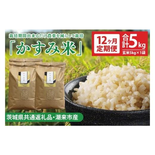 ふるさと納税 米 コシヒカリ 茨城県 鹿嶋市 先行予約 令和8年産 新米 定期便 12ヶ月 栽培期間出来るだけ農薬を減らして作る「 かすみ米(コシヒカリ)玄米 5k…