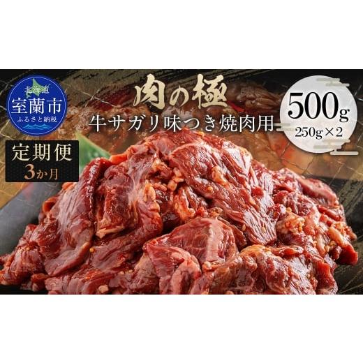 ふるさと納税 牛肉 焼肉・バーベキュー 北海道 室蘭市 3か月定期便 牛サガリ味つき焼肉用 500g (250g×2) ふるさと納税 人気 おすすめ ランキング 肉 牛肉 牛…