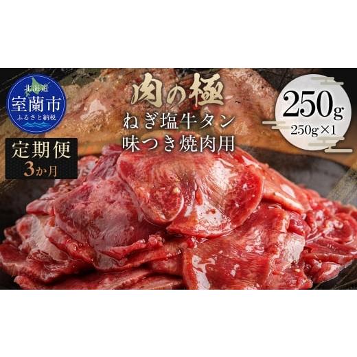 ふるさと納税 牛肉 焼肉・バーベキュー 北海道 室蘭市 3か月定期便 ねぎ塩牛タン味つき焼肉用 250g (250g×1) ふるさと納税 人気 おすすめ ランキング 肉 牛…