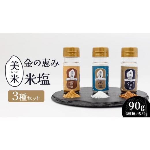 ふるさと納税 塩・だし ハーブ・風味付き 茨城県 つくばみらい市 金の恵み米塩 美米〜みらい〜 塩3種セット(米塩・籾殻塩カレー味・黒糖入りごまみそ塩) ソ…