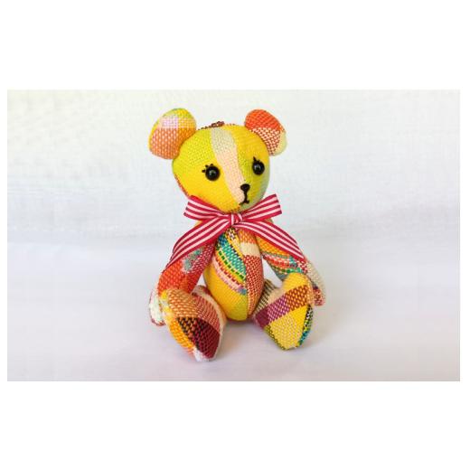 ふるさと納税 雑貨・日用品 奈良県 河合町 さをり織り くまちゃん ぬいぐるみ キーホルダー 思いやり型返礼品(支援型) 障がい者支援 福祉作業所 障害者 手作…