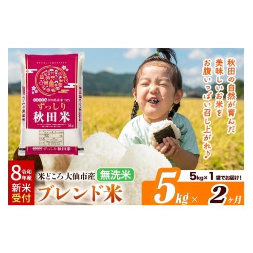 ふるさと納税 米 ブレンド 秋田県 大仙市 [令和8年産 新米受付][定期便2ヶ月]米どころ 秋田県大仙市産 ブレンド米 無洗米 5kg(5kg×1袋)