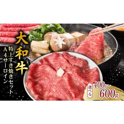 ふるさと納税 すき焼き 奈良県 奈良市 大和牛 特上 すき焼きセット 2~3人前 A4ランク 極上 サーロイン 400g 割り下 具材 卵 米 付き すきやき すき焼き 牛肉 …
