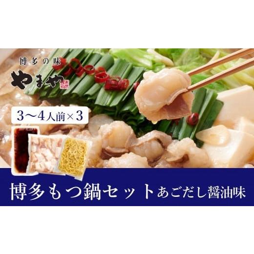 ふるさと納税 モツ鍋 福岡県 大任町 ぷるっぷる 博多もつ鍋セット(あごだし醤油味)3-4人前×3個セット
