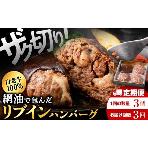 ふるさと納税 牛肉 ハンバーグ 北海道 白老町 3ヶ月定期便 白老牛 中おちプレミアムハンバーグ200g×3個 かねかん