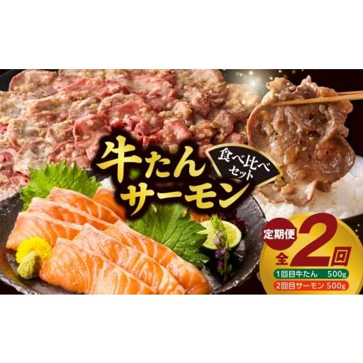 ふるさと納税 牛肉 セット 大阪府 泉佐野市 チョイス限定 牛タン&サーモン 食べ比べ 定期便 2回 総量1kg 牛肉 焼肉 牛たん 海鮮 サーモン お楽しみ 福袋 別…