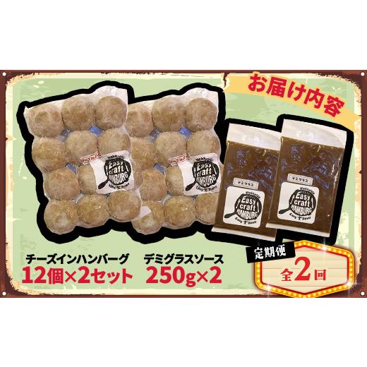 ふるさと納税 鶏肉 北海道 帯広市 毎月定期便 チーズ in ハンバーグ(生)12個入(デミグラスソース250g) 2セット全2回 4080195_2