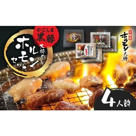 ふるさと納税 豚肉 ホルモン 鹿児島県 鹿児島市 かごしま黒豚 ホルモンセット4人前 (2×2セット) K378-001_02