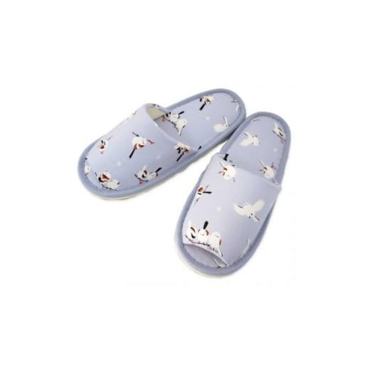 ふるさと納税 靴・スリッパ・下駄 宮城県 - スリッパ シマエナガ外縫いMサイズ サイズ25cmまで パープル1足 1676766