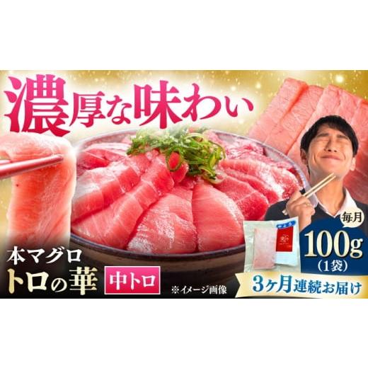 ふるさと納税 マグロ 長崎県 対馬市 全3回定期便 対馬産 本マグロ 中トロ100g 対馬市 桐谷商店 トロの華 対馬 新鮮 マグロ 中トロ トロ 鮪 刺身