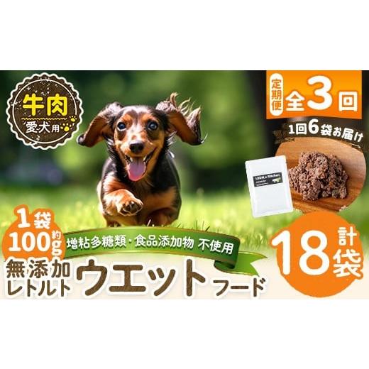 ふるさと納税 肉 鹿児島県 姶良市 a1068-G 3回定期便 増粘多糖類・食品添加物不使用 愛犬用無添加レトルトパック 牛ウェットフード6袋×3回(1袋約100g・合計約…
