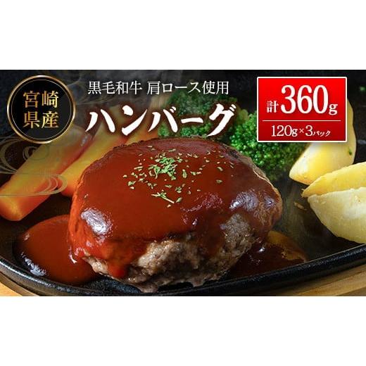 ふるさと納税 肉 ハンバーグ 宮崎県 新富町 宮崎県産黒毛和牛肩ロース使用 ハンバーグ 計360g(1個120g×3パック)冷凍 小分け 国産 A341 計360g(1個120g×3…