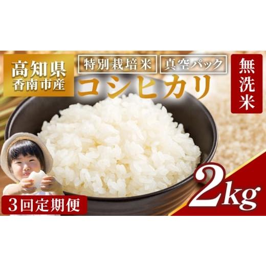 ふるさと納税 無洗米 高知県 香南市 3回定期便 コシヒカリ 2kg 無洗米 令和7年産 高知県香南市産 特別栽培米 定期 白米 真空パック 国産 米 お米 こしひか…