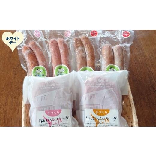 ふるさと納税 肉 ソーセージ 北海道 紋別市 14-243 ホワイトデー 牛と豚のハンバーグ・フランクセット