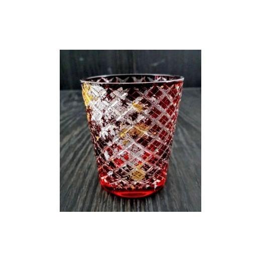 ふるさと納税 陶磁器・漆器・ガラス 和歌山県 海南市 箔舞切子グラス220 レッド［NF244］ レッドの画像