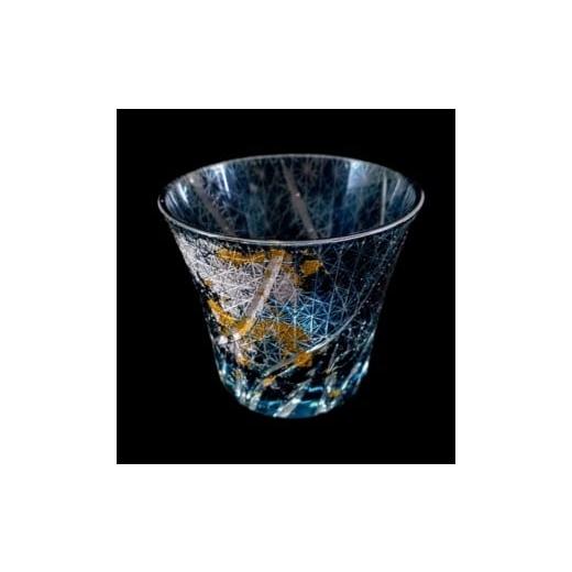 ふるさと納税 陶磁器・漆器・ガラス 和歌山県 海南市 箔舞切子グラス240 ダークブルー［NF247］ ダークブルーの画像