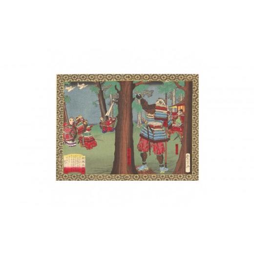 ふるさと納税 雑貨・日用品 絵画 愛知県 名古屋市 オリジナル レプリカ浮世絵(2枚絵)歌川豊宣作「新撰太閤記 熱田神宮祈願」 /名古屋刀剣博物館 歌川豊宣作…