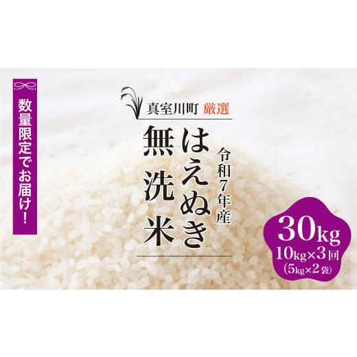 ふるさと納税 無洗米 山形県 真室川町 数量限定 令和7年産 はえぬき 無洗米 定期便 30kg (10kg×1ヶ月間隔3回発送) 配送時期指定可 真室川町