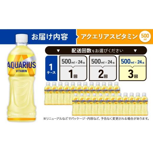 ふるさと納税 水・ミネラルウォーター 500mL〜999mL 宮崎県 えびの市  3回定期便 アクエリアス ビタミン PET 500ml×24本 1ケース コカコーラ 水分補給 スポー…の画像