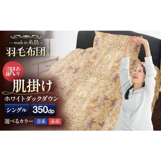 ふるさと納税 タオル・寝具 掛け布団 福岡県 糸島市 訳あり 糸島羽毛ふとん シングル 赤系 羽毛 肌掛け 布団 柄おまかせ ダウン85% 糸島市 / 株式会社三樹 A…