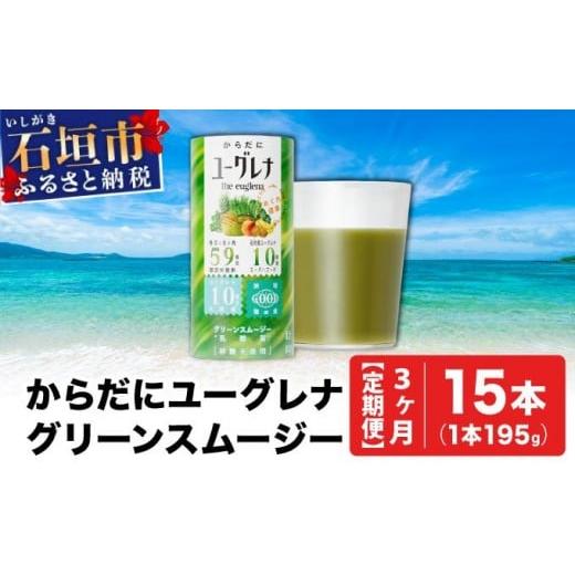 ふるさと納税 飲料類 沖縄県 石垣市 定期便 [3ヶ月]からだにユーグレナ グリーンスムージー乳酸菌 (195g×15本×3回) | ユーグレナ スムージー 健康飲料 乳…