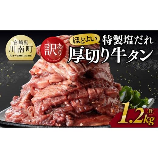 ふるさと納税 牛肉 タン 宮崎県 川南町 令和8年5月発送 訳あり 特製塩だれ ほどよい厚切り牛タン1.2kg 訳あり わけあり ワケアリ 肉 牛肉 牛たん ぎゅうたん …