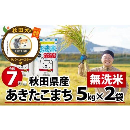 ふるさと納税 無洗米 秋田県 大館市 マルイプロデュース 受付期間2026年2月4日12時〜2026年5月10日 令和7年産秋田県産あきたこまち(無洗米)10kg・秋田犬ラバ…