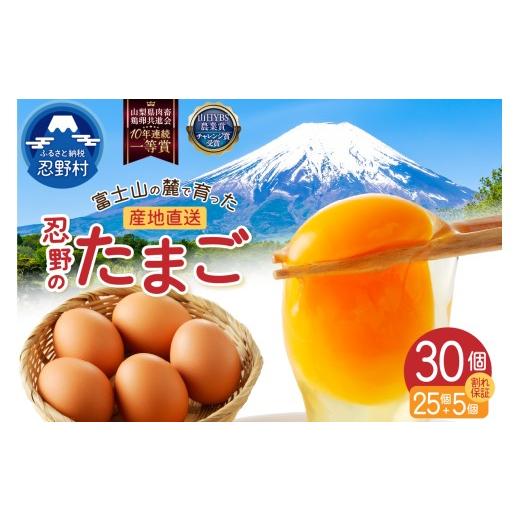 ふるさと納税 卵(鶏、烏骨鶏等) 山梨県 忍野村 5月配送分 富士山の麓で育った産地直送 "忍野の卵" 卵25個+割れ保証5個 計30個 5月配送分