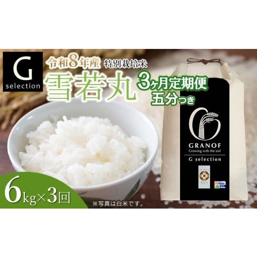 ふるさと納税 米 山形県 鶴岡市 令和8年産先行予約 定期便3ヶ月 特別栽培米 Gセレクション 雪若丸「五分つき」 6kg (6kg×1)×3ヶ月 山形県鶴岡市産　株式会…