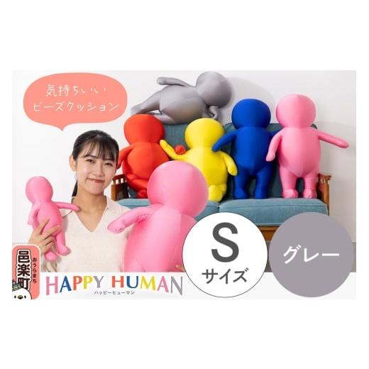 ふるさと納税 雑貨・日用品 インテリア 群馬県 邑楽町 ハッピーヒューマン HAPPY HUMAN ビーズクッション Sサイズ グレー 約30cm HPH-30