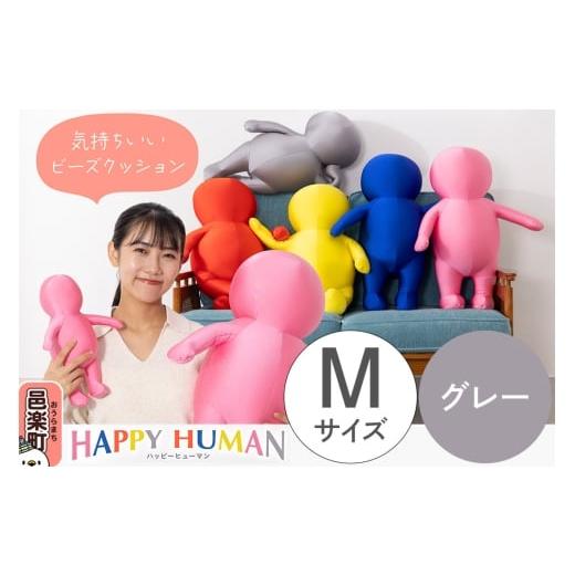 ふるさと納税 雑貨・日用品 インテリア 群馬県 邑楽町 ハッピーヒューマン HAPPY HUMAN ビーズクッション Mサイズ グレー 約60cm HPH-60