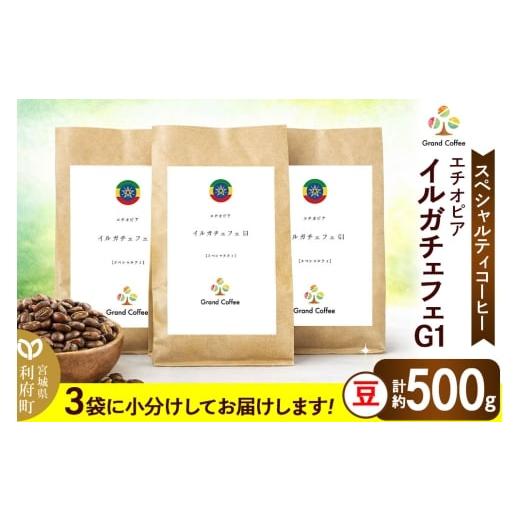 ふるさと納税 コーヒー コーヒー豆 宮城県 利府町 コーヒー エチオピア イルガチェフェG1 (3袋 計約500g) 宮城県利府町(豆)